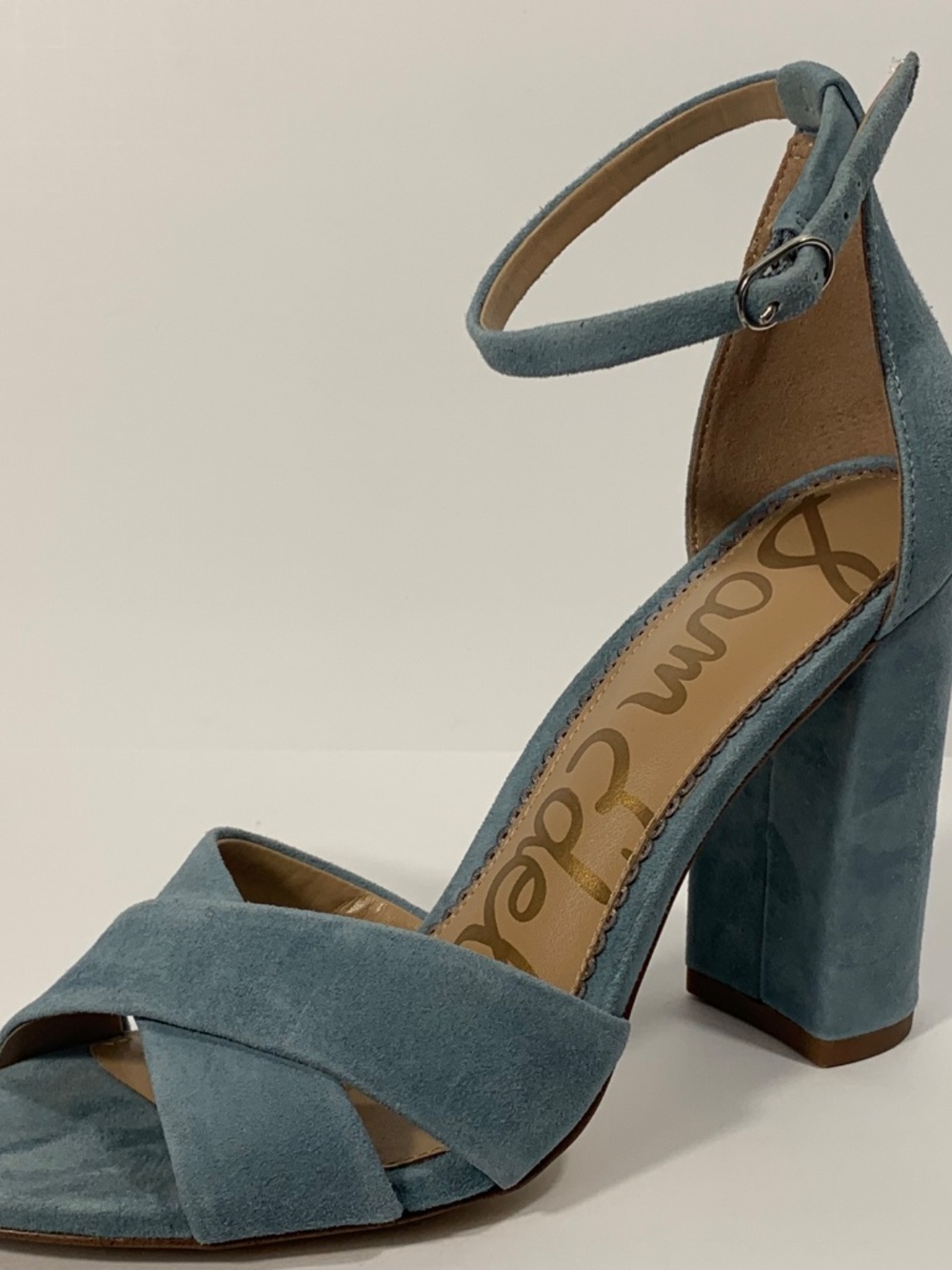 Sam Edelman Signature Collection Yenna Suede Heels Seafoam Blue Size 9 - Picture 5 of 11